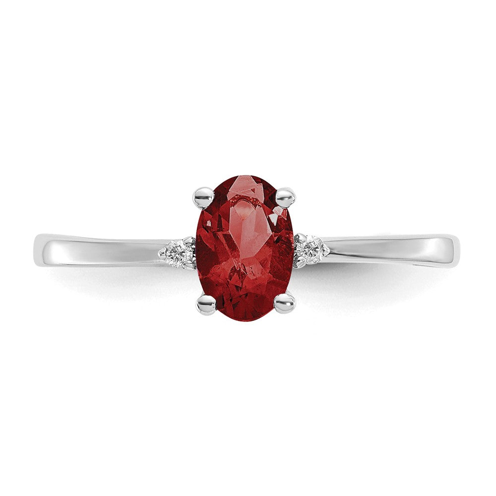 14k White Gold Diamond & Garnet Birthstone Ring