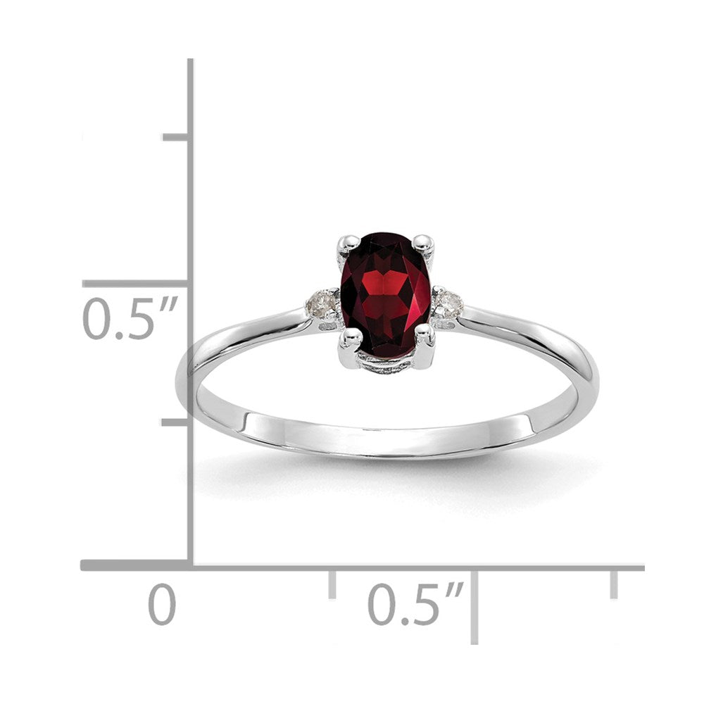 14k White Gold Diamond & Garnet Birthstone Ring