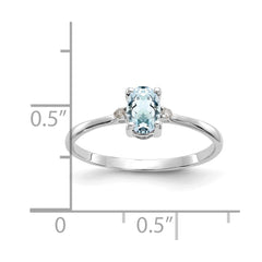 14k White Gold Diamond & Aquamarine Birthstone Ring