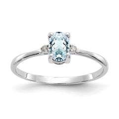 14k White Gold Diamond & Aquamarine Birthstone Ring