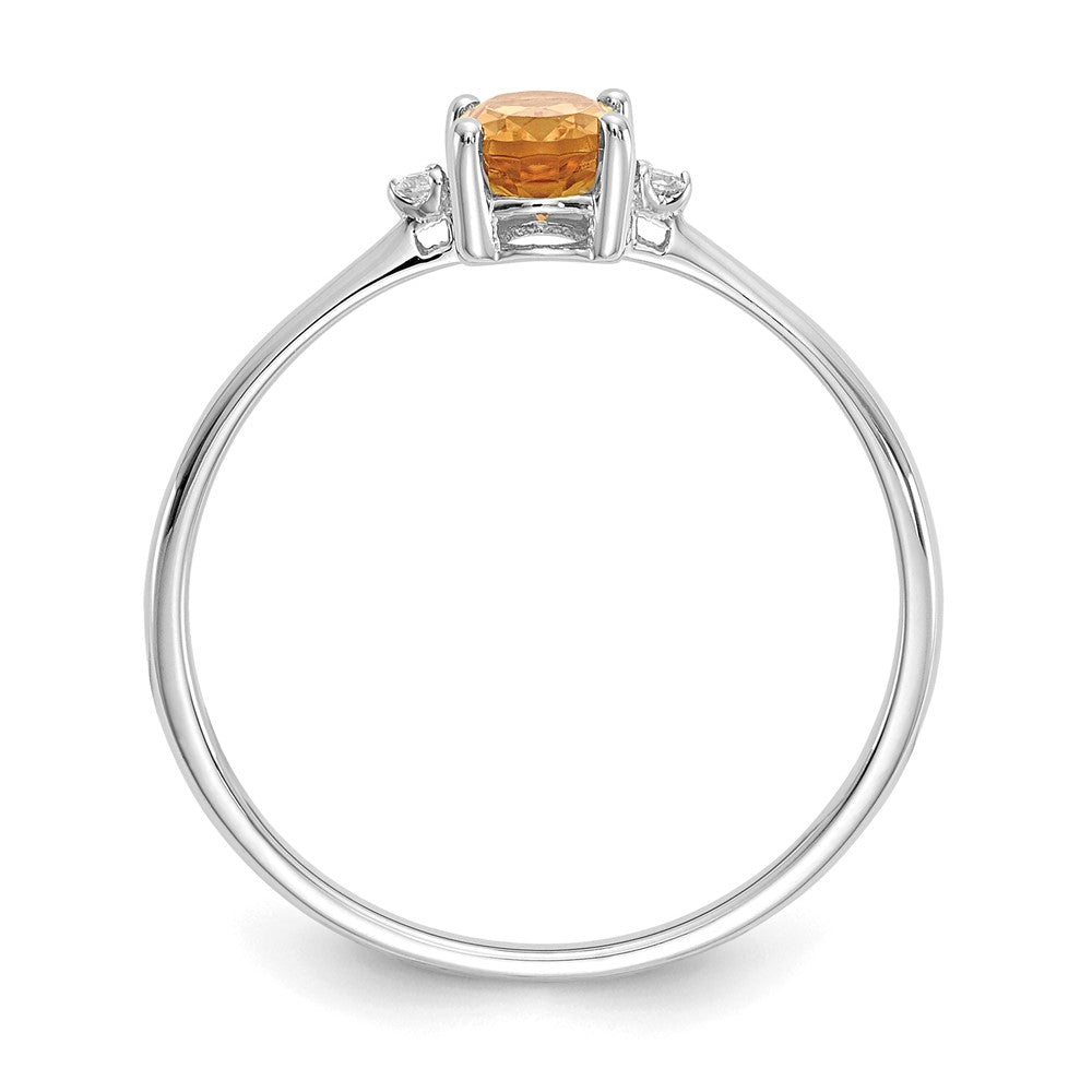 14k White Gold Diamond & Citrine Birthstone Ring