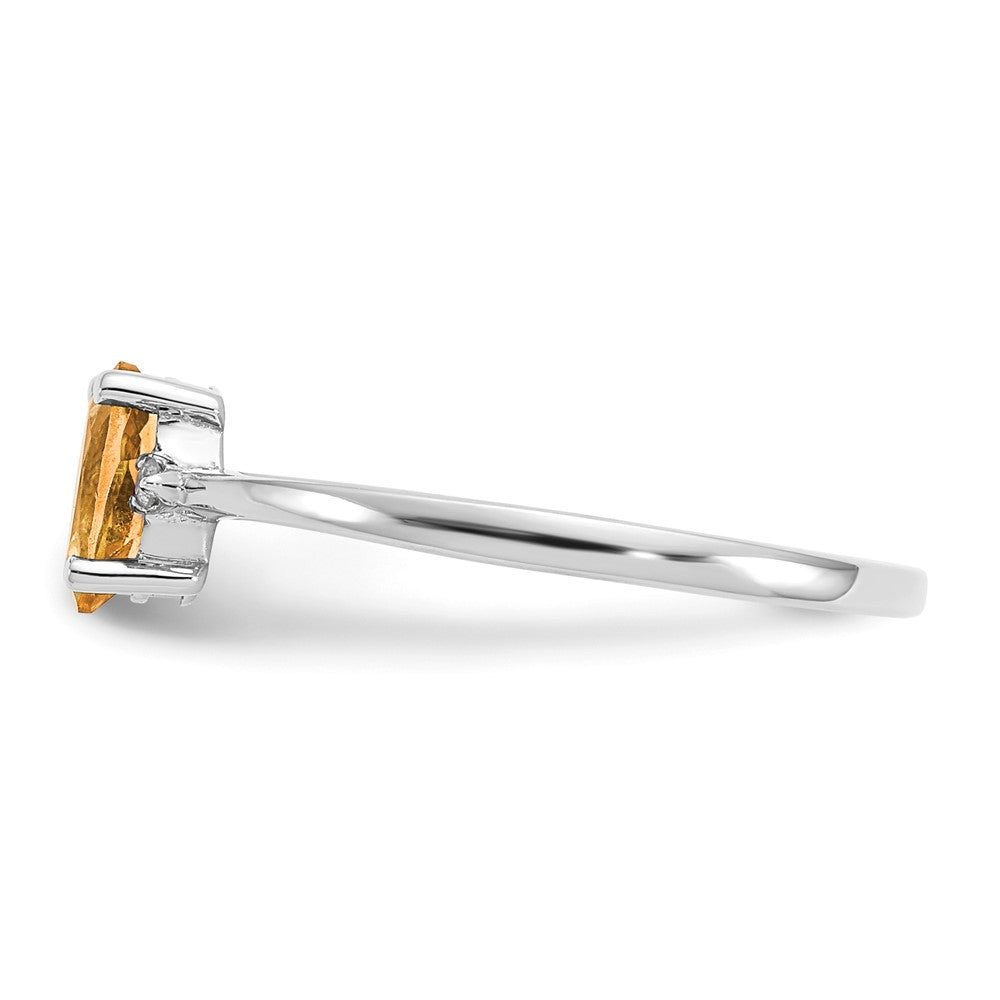 14k White Gold Diamond & Citrine Birthstone Ring