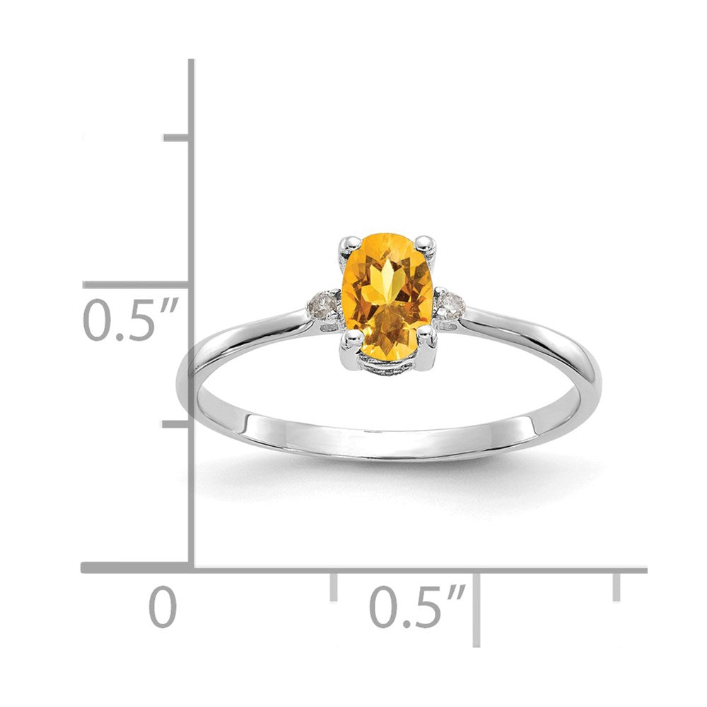 14k White Gold Diamond & Citrine Birthstone Ring