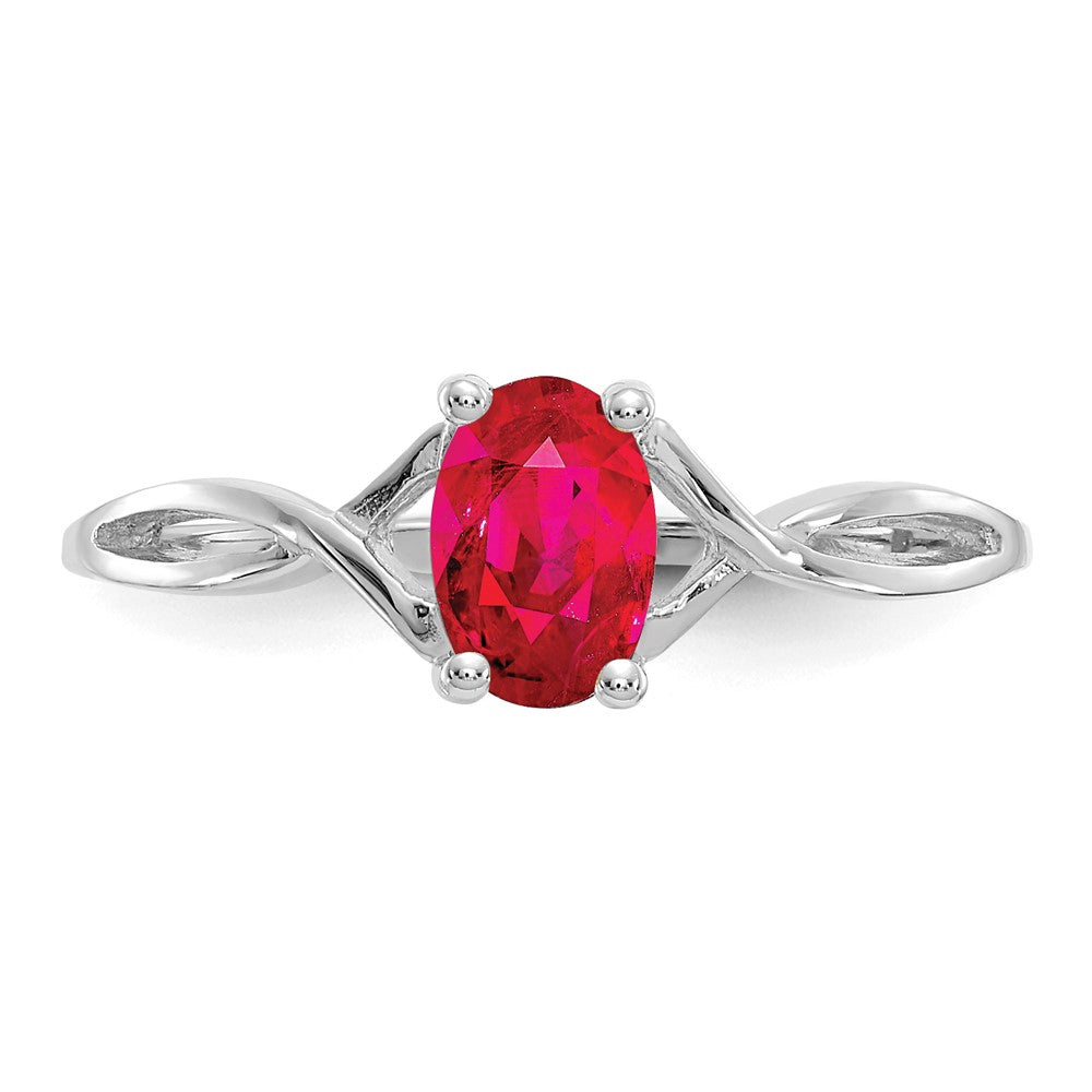 14k White Gold Ruby Birthstone Ring