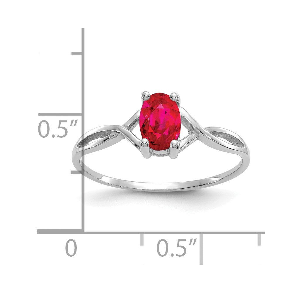 14k White Gold Ruby Birthstone Ring