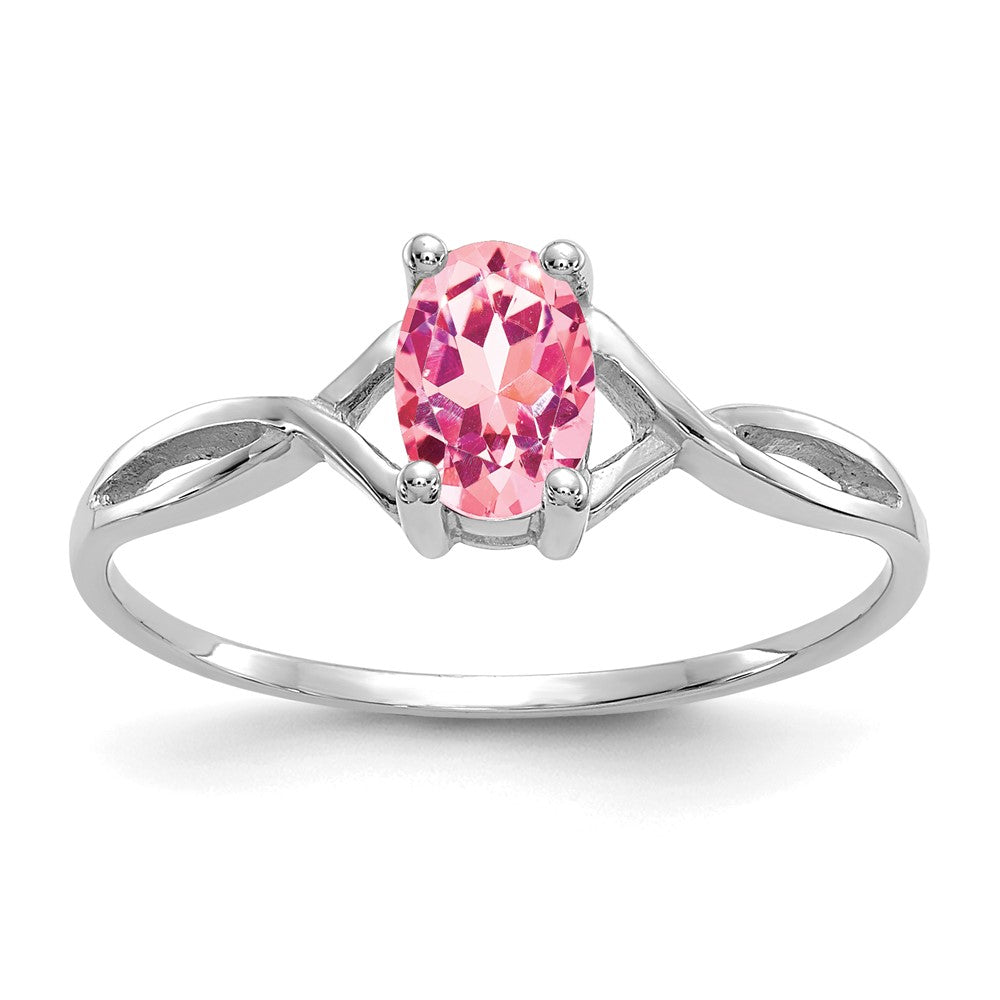 14k White Gold Pink Tourmaline Birthstone Ring - 4
