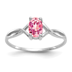14k White Gold Pink Tourmaline Birthstone Ring - 4