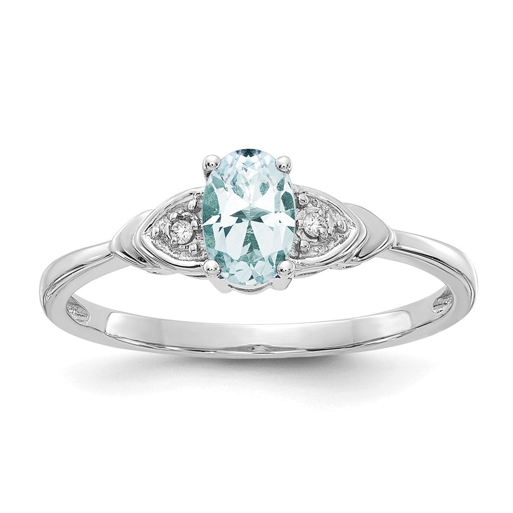 14k White Gold Aquamarine and Diamond Ring - 2