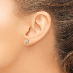 14k White Gold Citrine and Diamond Post Earrings - 2