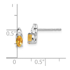 14k White Gold Citrine and Diamond Post Earrings - 2