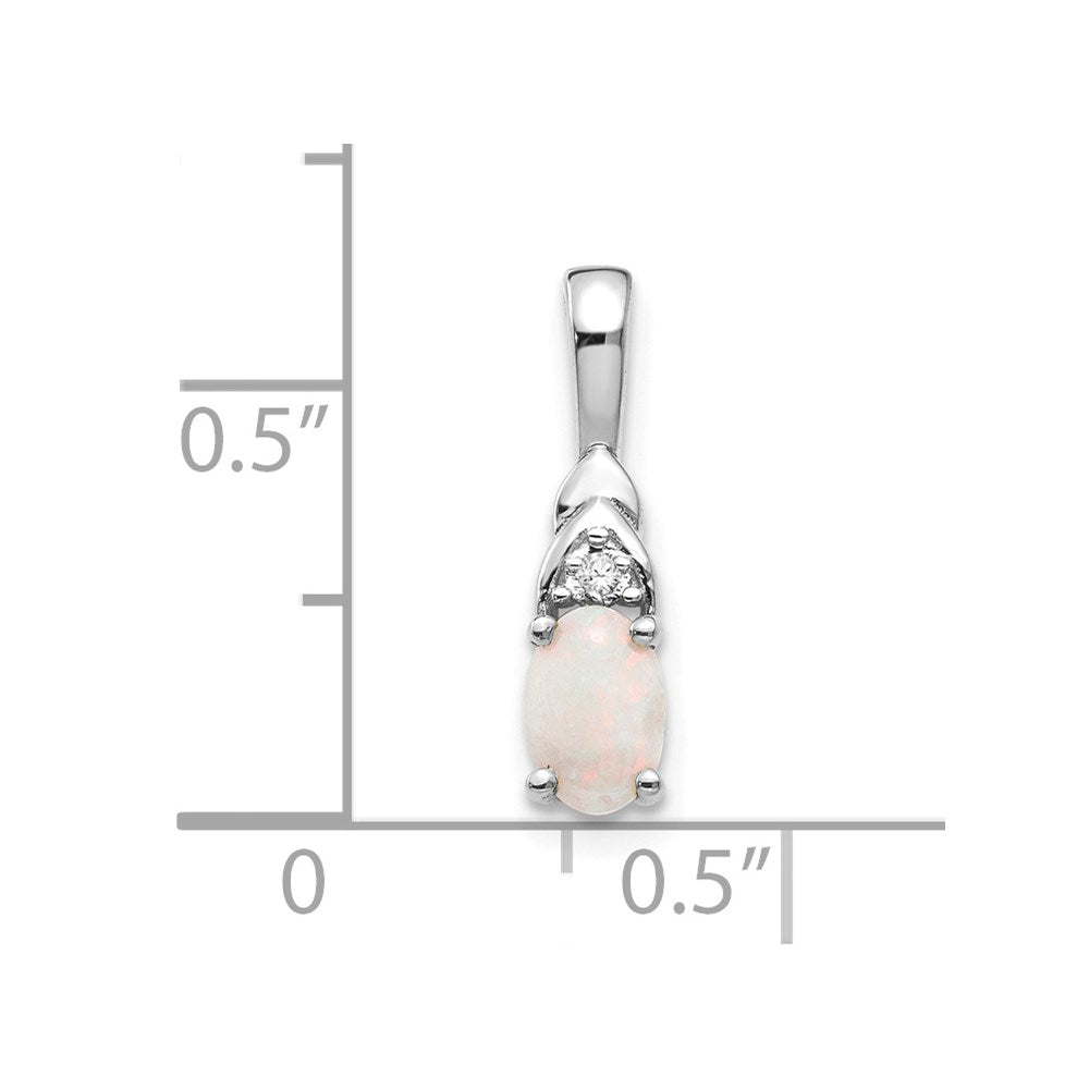 14k White Gold Opal and Diamond Pendant