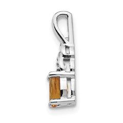 14k White Gold Citrine and Diamond Pendant - 4