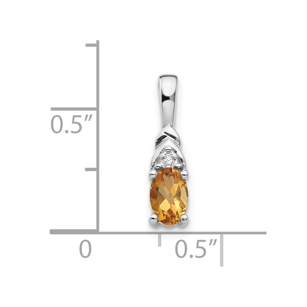 14k White Gold Citrine and Diamond Pendant - 4