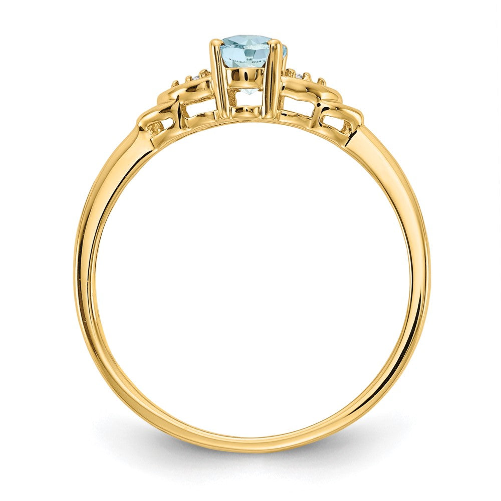 14k Aquamarine and Diamond Ring