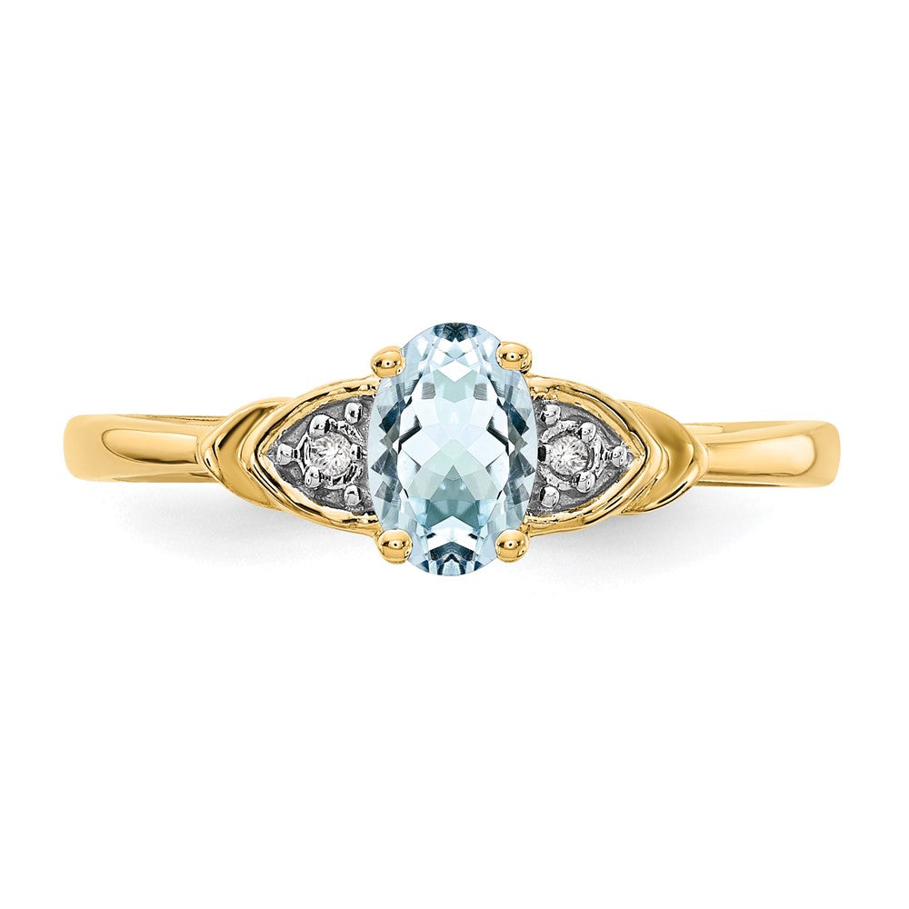 14k Aquamarine and Diamond Ring