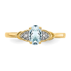 14k Aquamarine and Diamond Ring