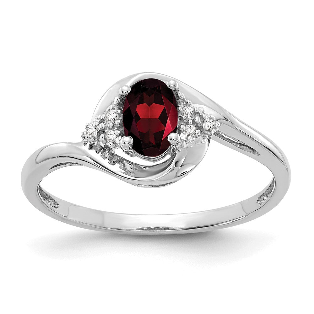14k White Gold Garnet and Diamond Ring - 3