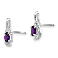 14k White Gold Amethyst and Diamond Post Earrings - 4