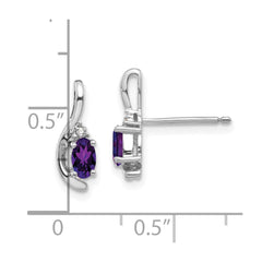 14k White Gold Amethyst and Diamond Post Earrings - 4