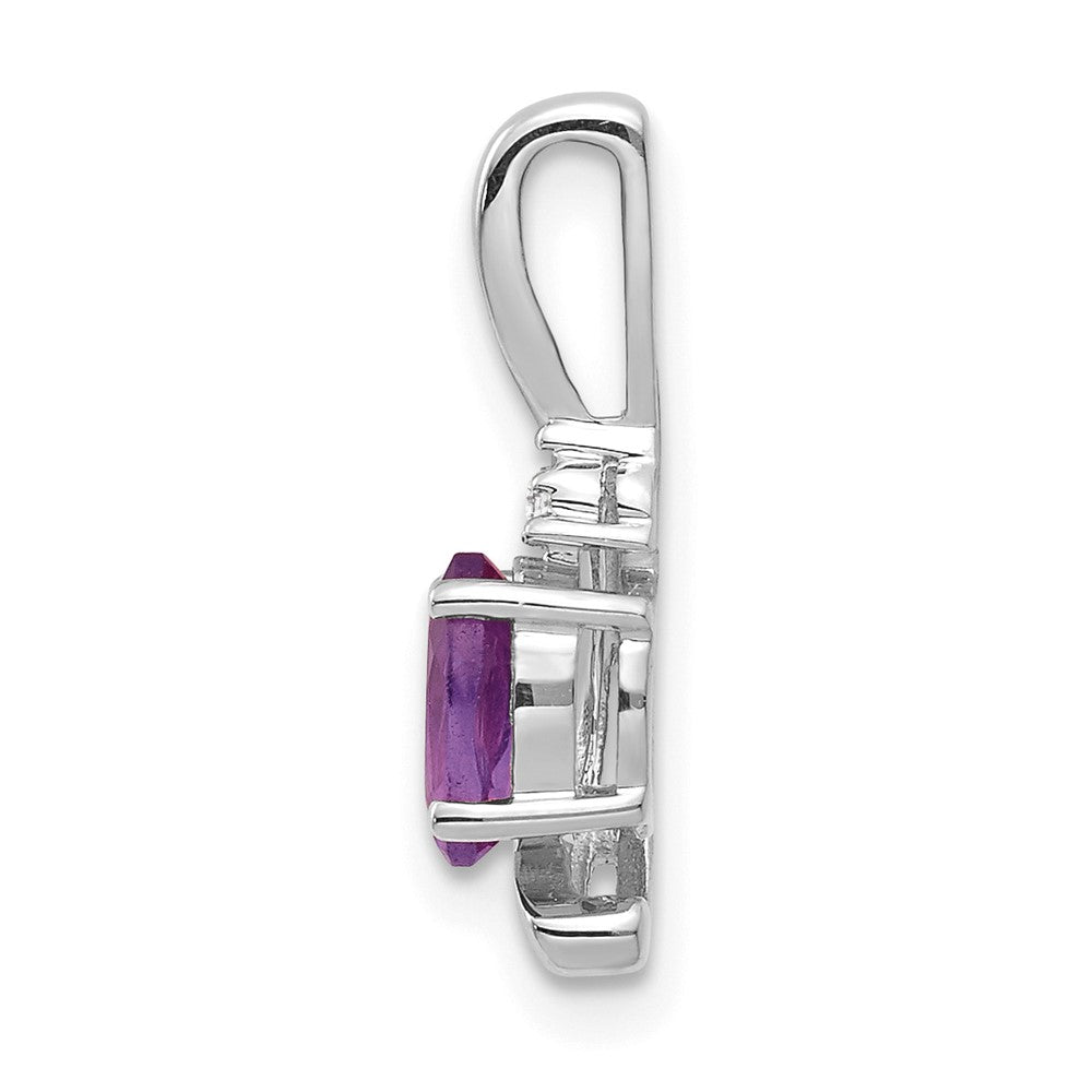 14k White Gold Amethyst and Diamond Pendant
