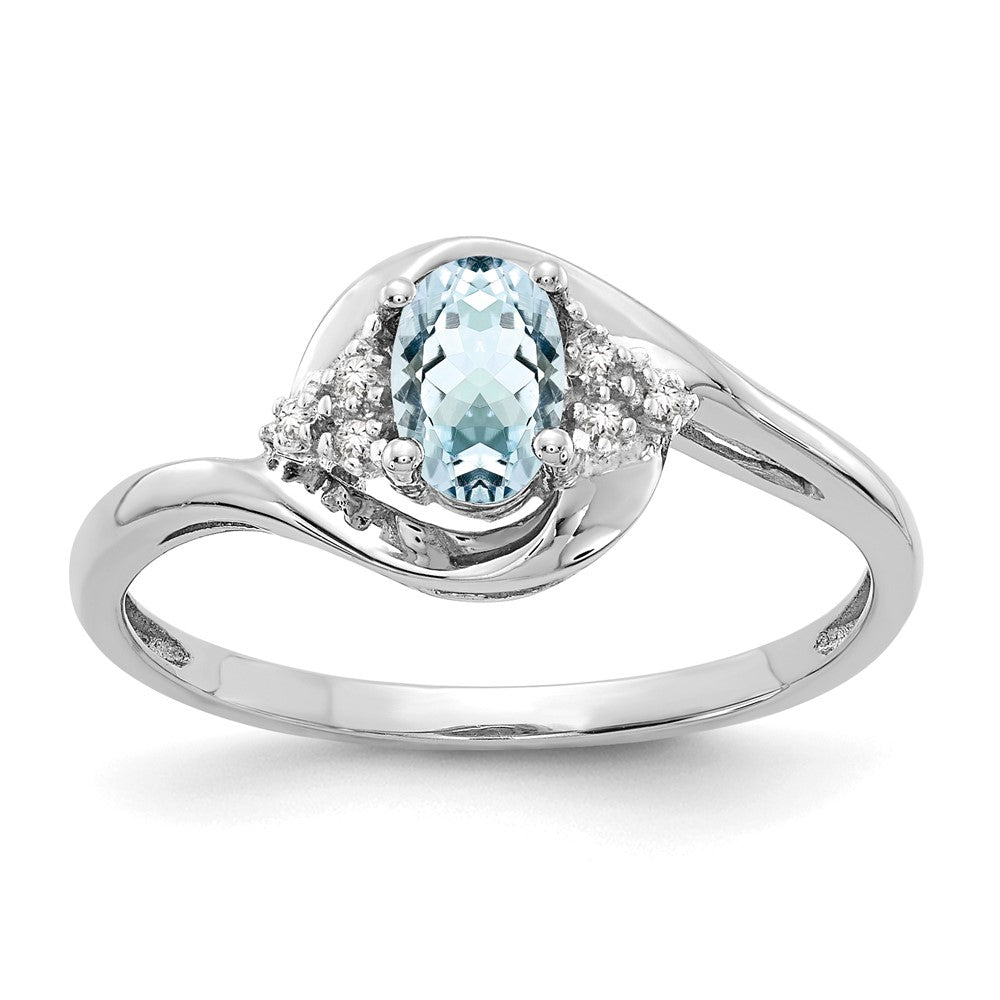 14k White Gold Aquamarine and Diamond Ring - 3