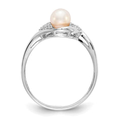 14k White Gold FW Cultured Pearl and Diamond Ring - 2