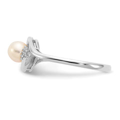 14k White Gold FW Cultured Pearl and Diamond Ring - 2