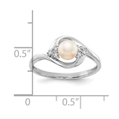 14k White Gold FW Cultured Pearl and Diamond Ring - 2