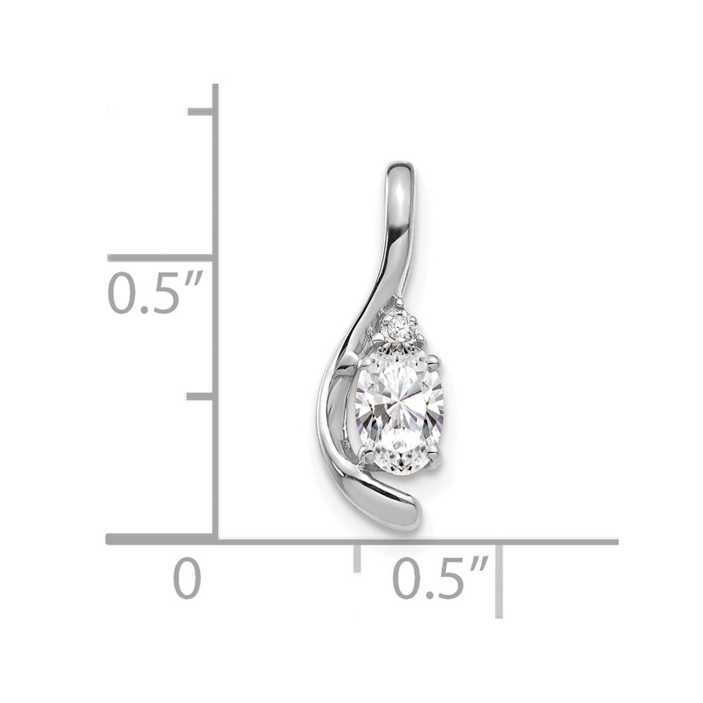 14k White Gold White Topaz and Diamond Pendant - 2