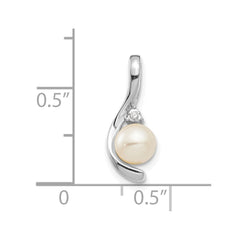 14k White Gold FW Cultured Pearl and Diamond Pendant - 2