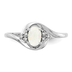 14k White Gold Opal and Diamond Ring