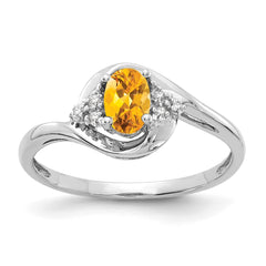 14k White Gold Citrine and Diamond Ring - 3