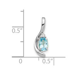 14k White Gold Blue Topaz and Diamond Pendant