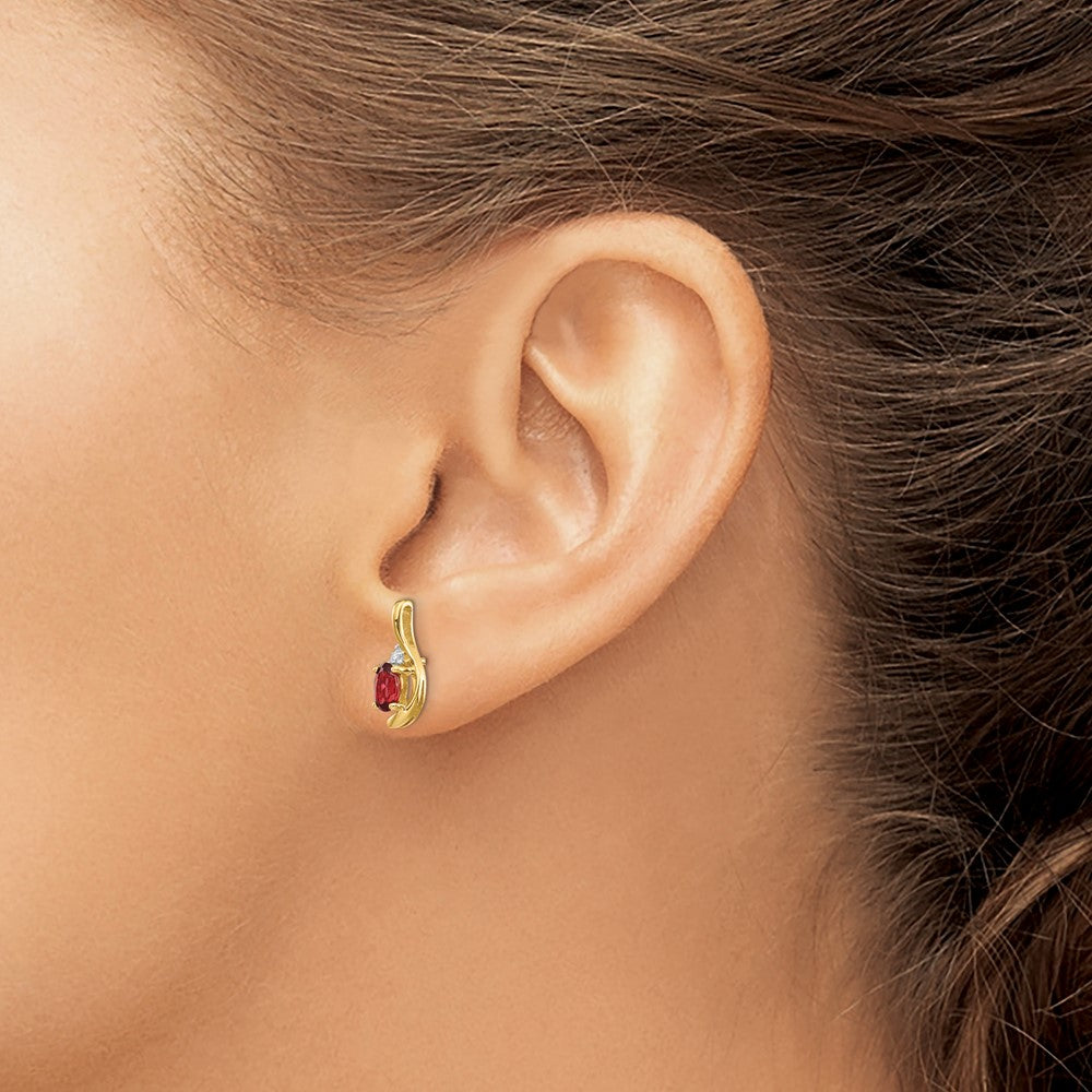 14k Garnet and Diamond Post Earrings