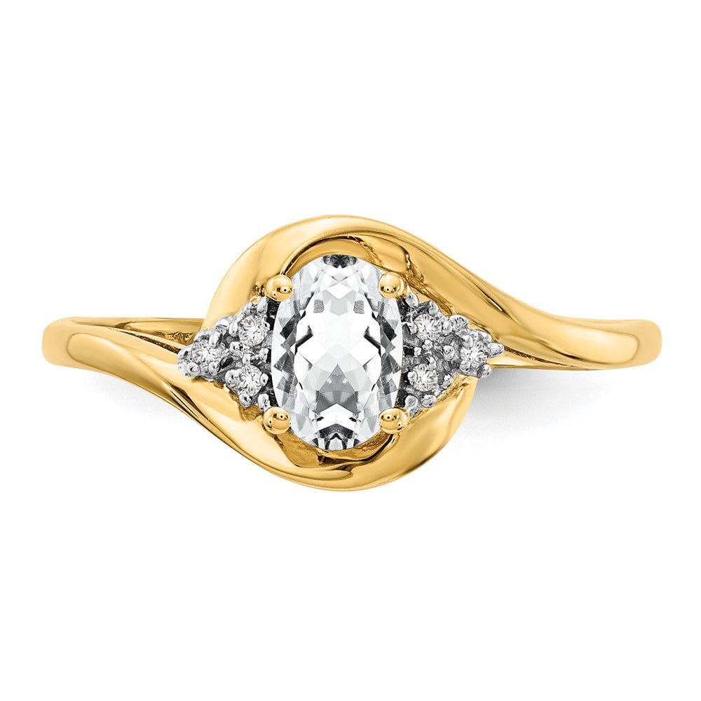 14k White Topaz and Diamond Ring