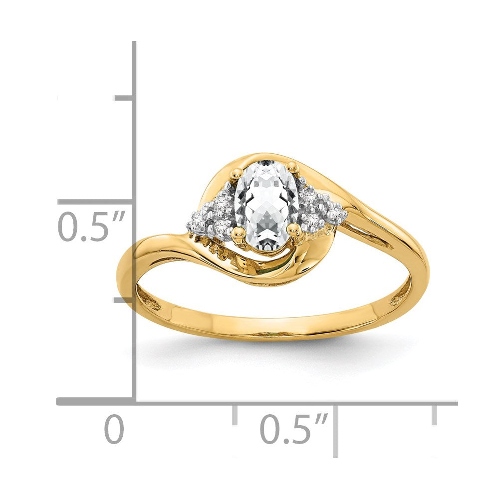 14k White Topaz and Diamond Ring