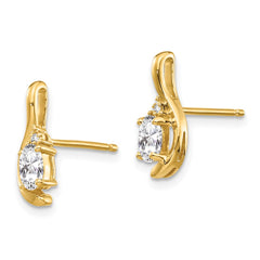 14k White Topaz and Diamond Post Earrings