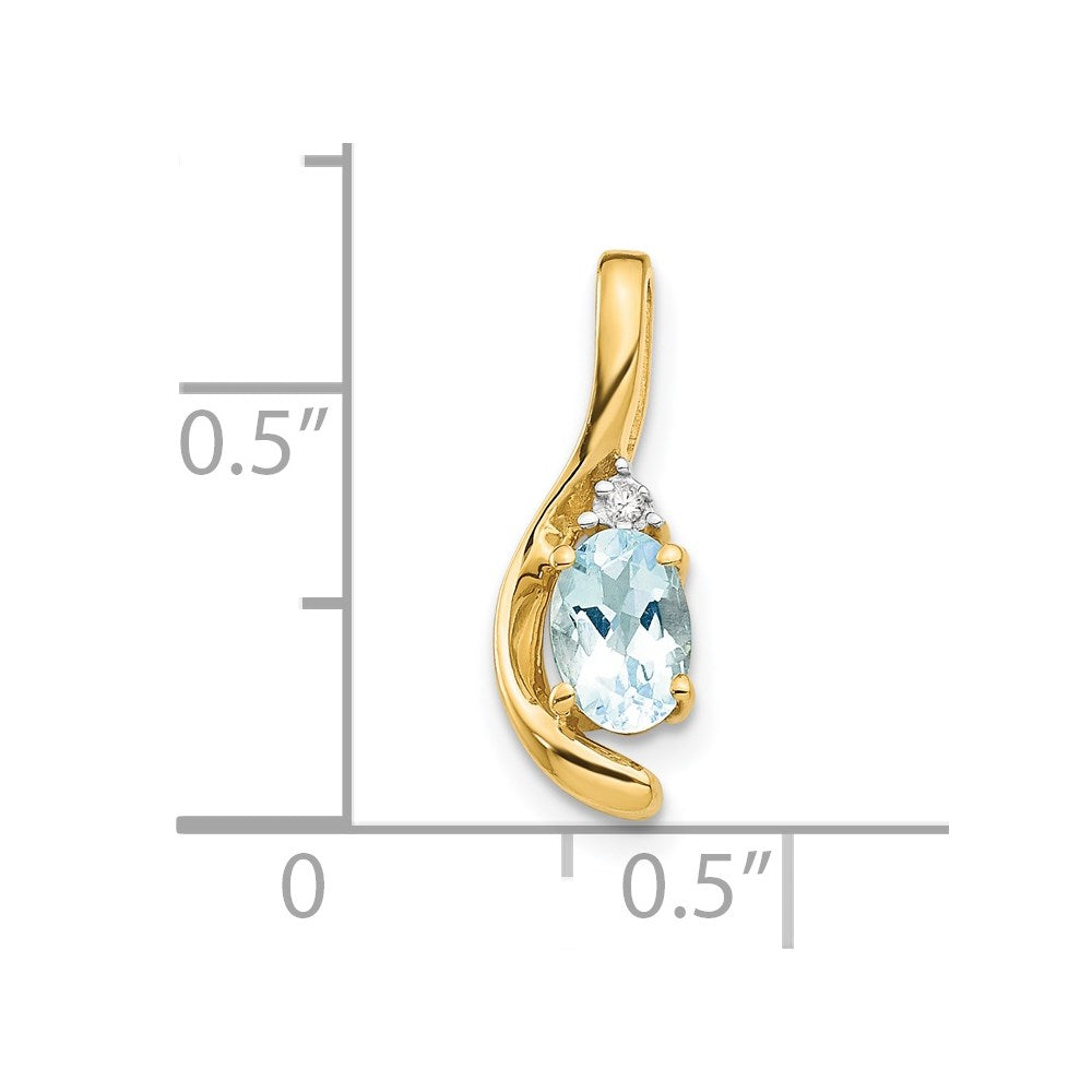 14k Aquamarine and Diamond Pendant - 2