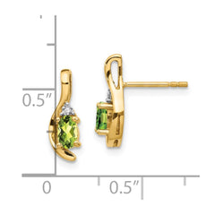 14k Peridot and Diamond Post Earrings