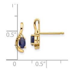 14k Sapphire and Diamond Post Earrings