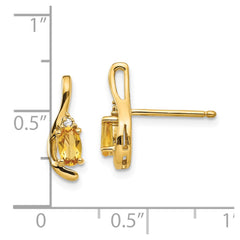 14k Citrine and Diamond Post Earrings