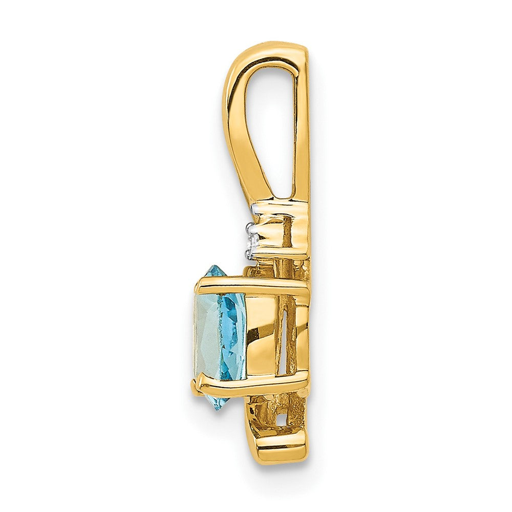 14k Blue Topaz and Diamond Pendant - 7