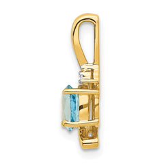 14k Blue Topaz and Diamond Pendant - 7