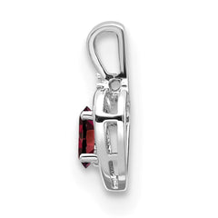 14k White Gold Garnet and Diamond Heart Pendant - 5