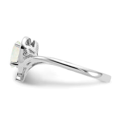 14k White Gold Opal and Diamond Heart Ring