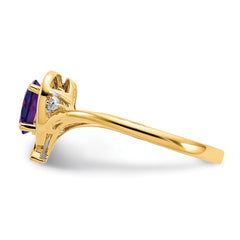 14k Amethyst and Diamond Heart Ring