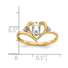 14k White Topaz and Diamond Heart Ring