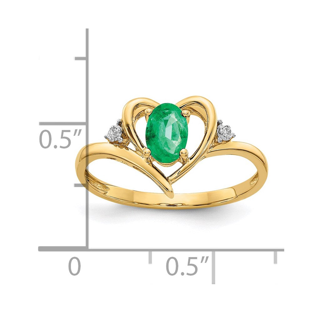 14k Emerald and Diamond Heart Ring