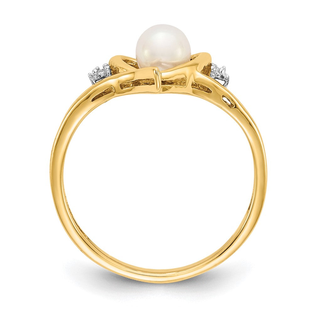 14k FW Cultured Pearl and Diamond Heart Ring