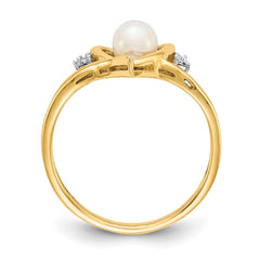 14k FW Cultured Pearl and Diamond Heart Ring